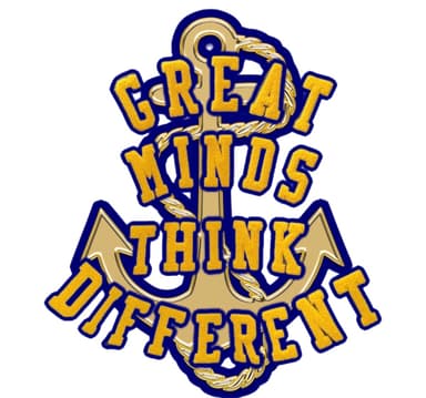 Original Great Minds Think Different gold and blue mark