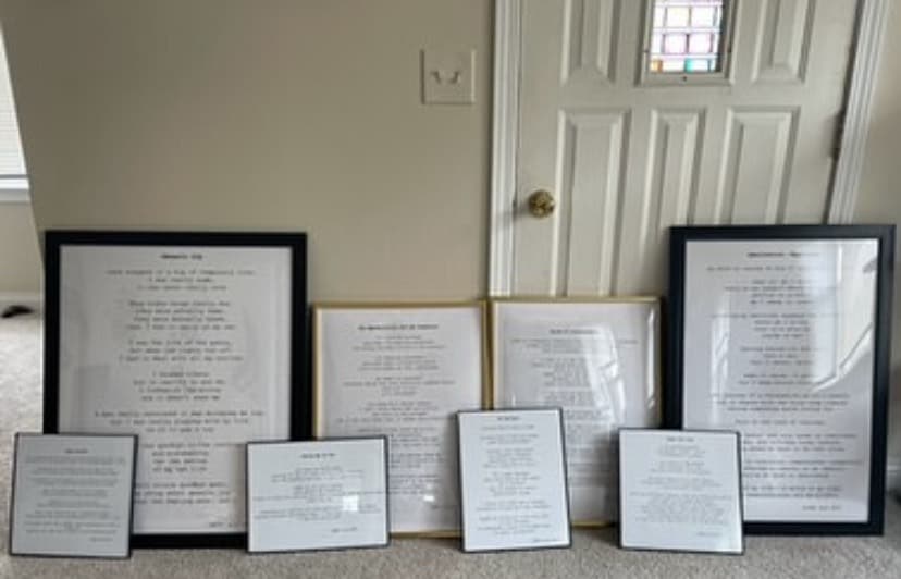 A collection of framed GMTD poems
