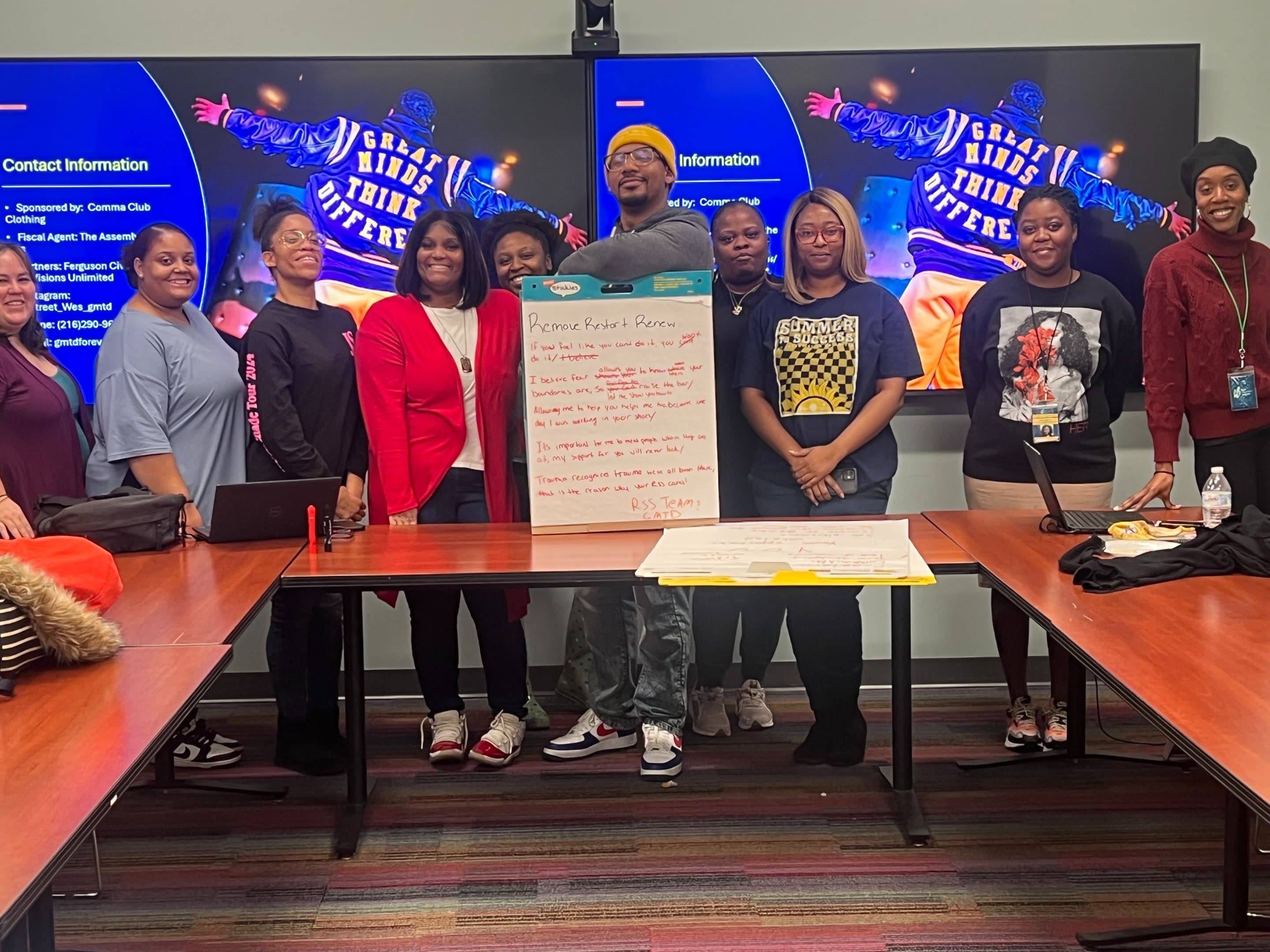 Poetry Clinic participants gathered with a shared creative artifact